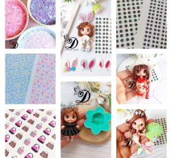 چشم رزینی عروسک، اکلیل و پولک، مولد و قالب و مولد، تزئینات عروسک