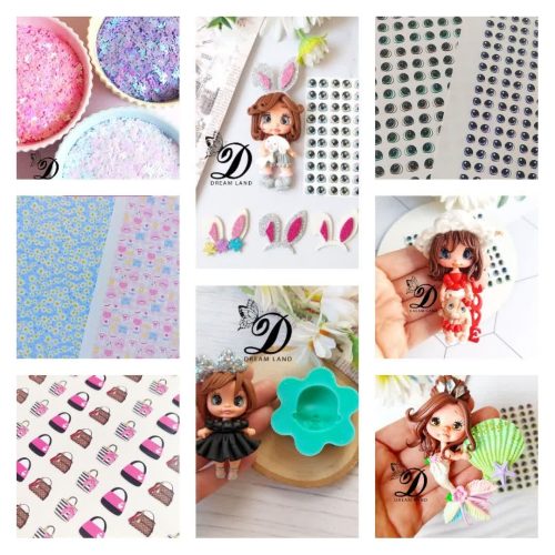 چشم رزینی عروسک، اکلیل و پولک، مولد و قالب و مولد، تزئینات عروسک